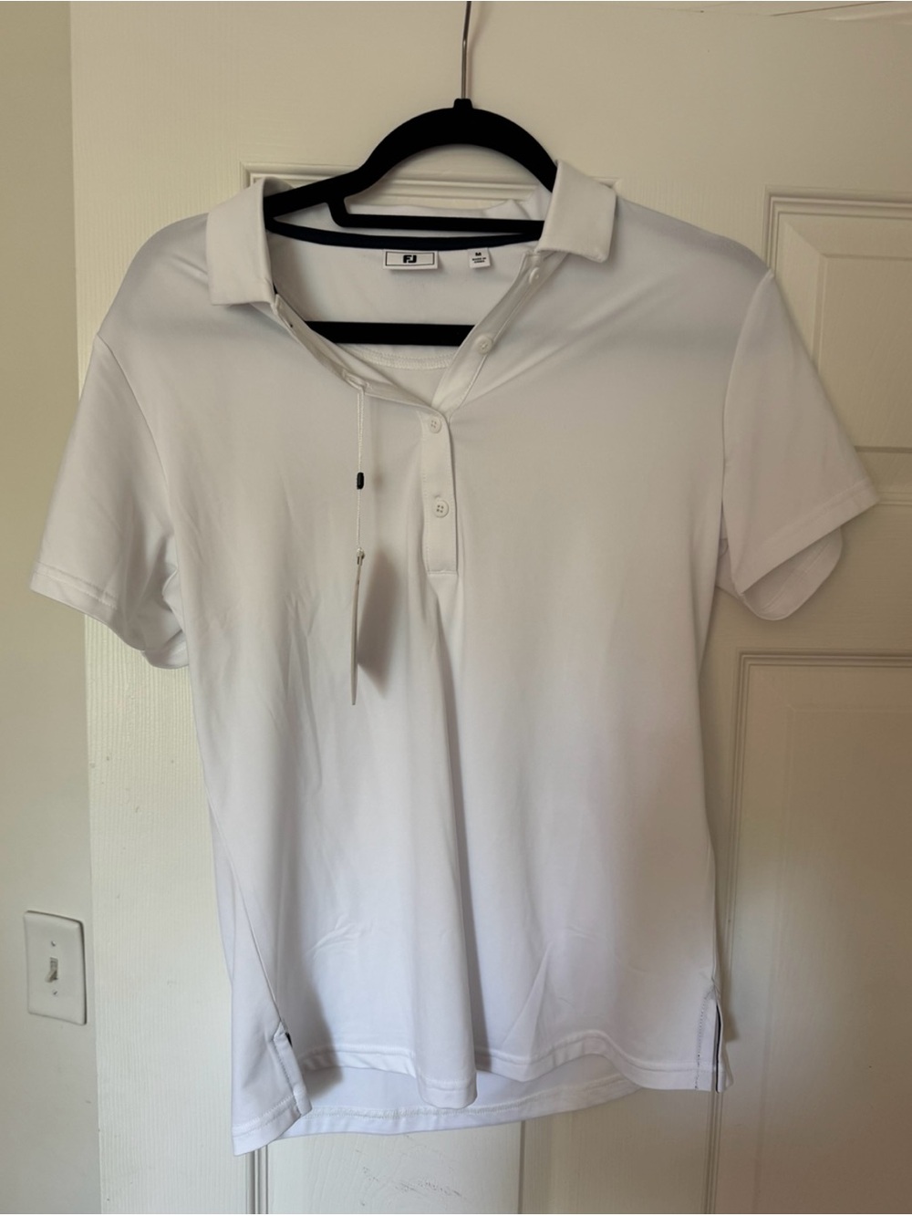FootJoy White Short-Sleeve Button-Down Polo